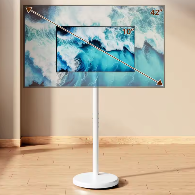 Verstelbare TV Standaard met Wielen – 360° Draaibaar, In Hoogte Verstelbaar voor 10–46 Inch Schermen