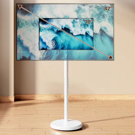 Verstelbare TV Standaard met Wielen – 360° Draaibaar, In Hoogte Verstelbaar voor 10–46 Inch Schermen