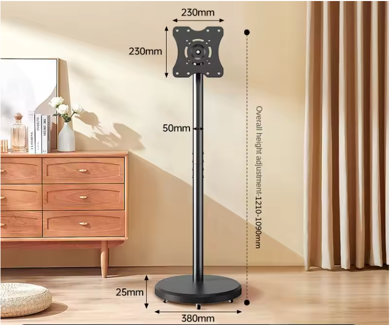 Verstelbare TV Standaard met Wielen – 360° Draaibaar, In Hoogte Verstelbaar voor 10–46 Inch Schermen