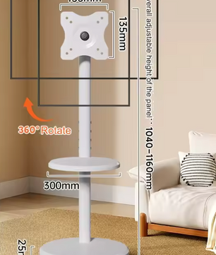 Verstelbare TV Standaard met Wielen – 360° Draaibaar, In Hoogte Verstelbaar voor 10–46 Inch Schermen