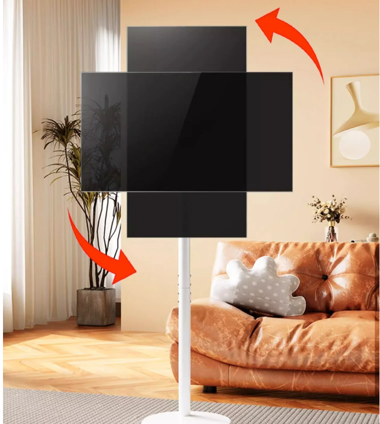 Verstelbare TV Standaard met Wielen – 360° Draaibaar, In Hoogte Verstelbaar voor 10–46 Inch Schermen
