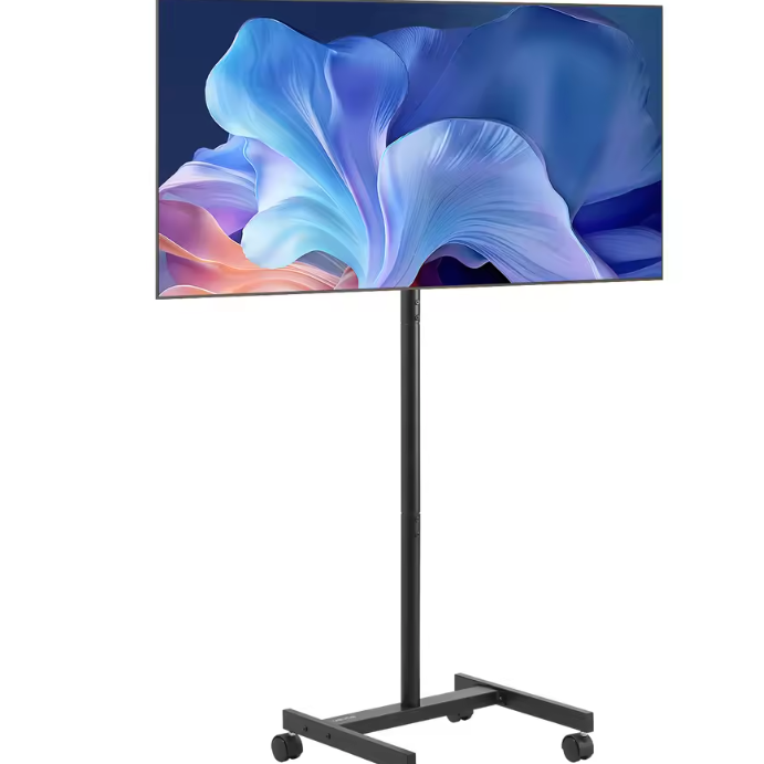 Mobiele TV Standaard met Wielen – Verstelbare TV Vloerstandaard voor Woonkamer, Slaapkamer en Kantoor