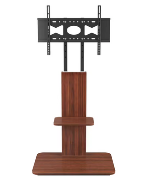 Verstelbare TV Vloerstandaard met Houten Planken – Heavy Duty TV Standaard voor 32–65 Inch