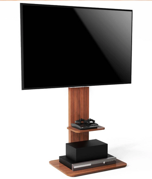 Verstelbare TV Vloerstandaard met Houten Planken – Heavy Duty TV Standaard voor 32–65 Inch