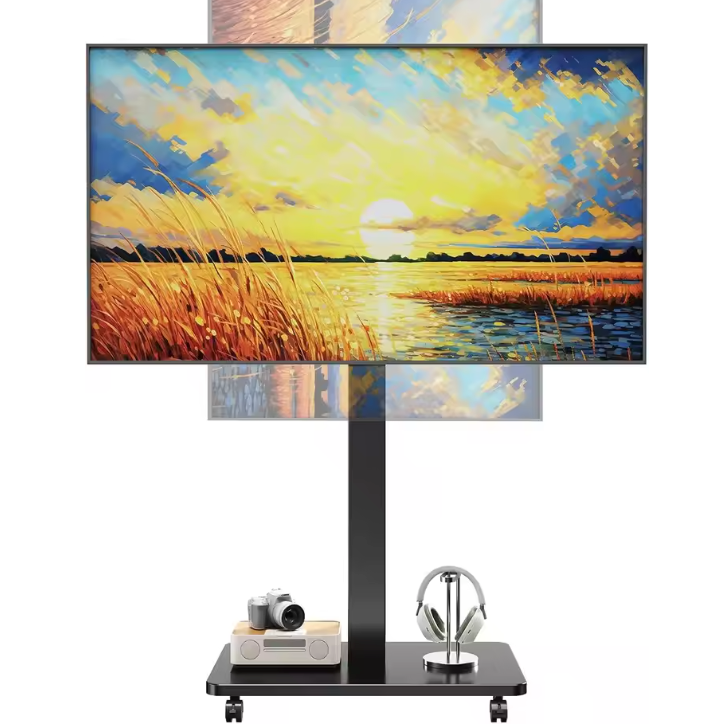 Mobiele TV Standaard met Wielen – Verstelbaar en Draaibaar voor 10–42 Inch Schermen
