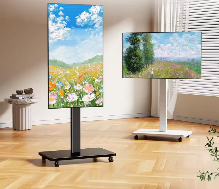 Mobiele TV Standaard met Wielen – Verstelbaar en Draaibaar voor 10–42 Inch Schermen