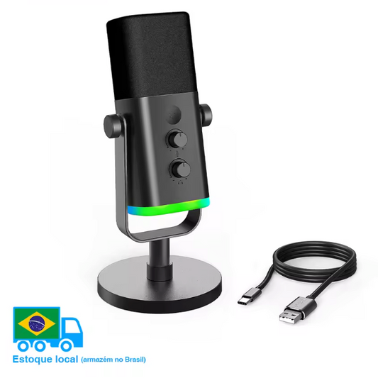 USB/XLR Dynamische Microfoon met RGB – Gaming en Streaming Mic met Headphone Jack en Mute