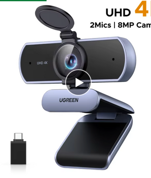 4K Webcam met Autofocus – 1080P 60fps, Dual Microfoon en AI Noise Cancelling voor Videovergaderingen