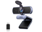 4K Webcam met Autofocus – 1080P 60fps, Dual Microfoon en AI Noise Cancelling voor Videovergaderingen