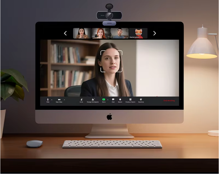 4K Webcam met Autofocus – 1080P 60fps, Dual Microfoon en AI Noise Cancelling voor Videovergaderingen