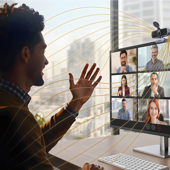 4K Webcam met Autofocus – 1080P 60fps, Dual Microfoon en AI Noise Cancelling voor Videovergaderingen
