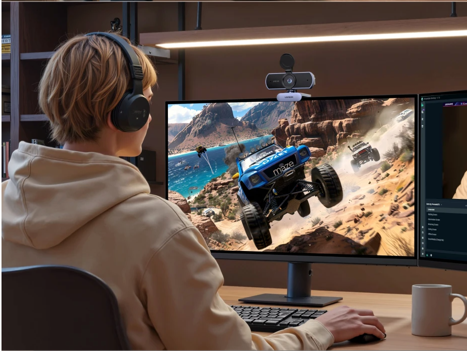 4K Webcam met Autofocus – 1080P 60fps, Dual Microfoon en AI Noise Cancelling voor Videovergaderingen