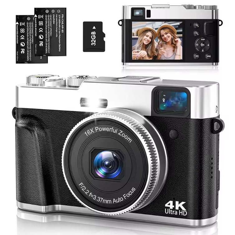 Digitale Camera 4K 48MP – 16X Zoom, Autofocus en Viewfinder met 32GB Kaart