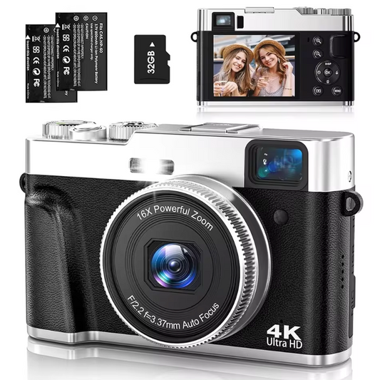 Digitale Camera 4K 48MP – 16X Zoom, Autofocus en Viewfinder met 32GB Kaart