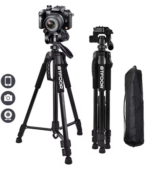 Telefoon en Camera Statief 140 cm – Aluminium Tripod met Pan Head en Quick Release Plaat, Verstelbaar en Lichtgewicht