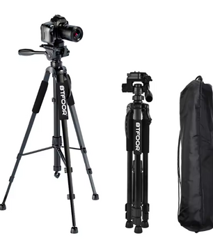 Telefoon en Camera Statief 140 cm – Aluminium Tripod met Pan Head en Quick Release Plaat, Verstelbaar en Lichtgewicht