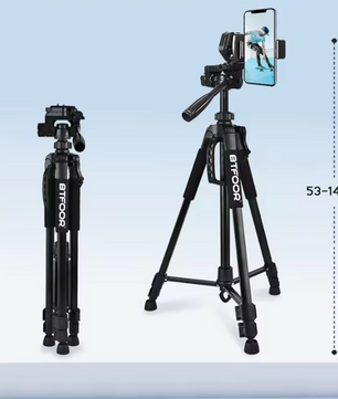 Telefoon en Camera Statief 140 cm – Aluminium Tripod met Pan Head en Quick Release Plaat, Verstelbaar en Lichtgewicht