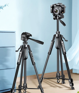 Telefoon en Camera Statief 140 cm – Aluminium Tripod met Pan Head en Quick Release Plaat, Verstelbaar en Lichtgewicht
