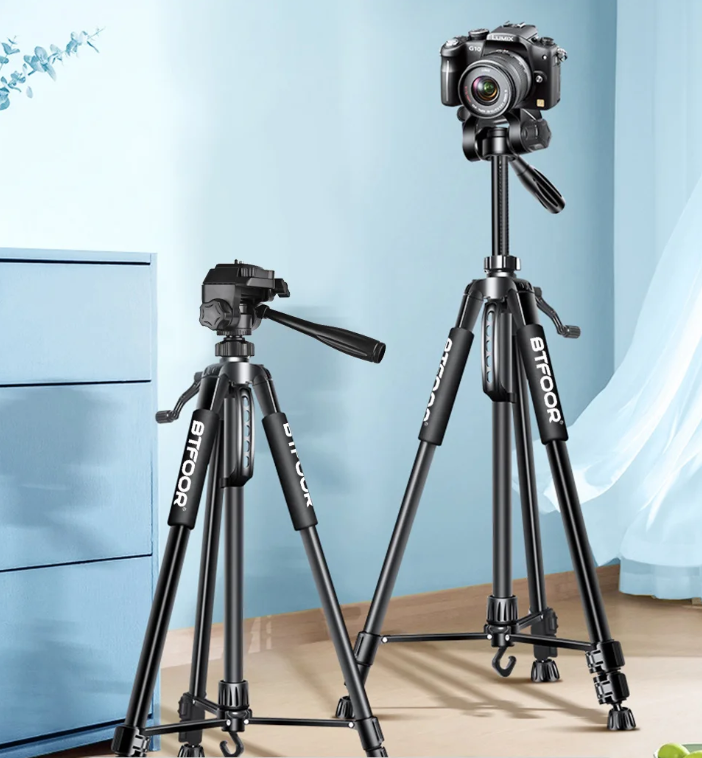 Telefoon en Camera Statief 140 cm – Aluminium Tripod met Pan Head en Quick Release Plaat, Verstelbaar en Lichtgewicht