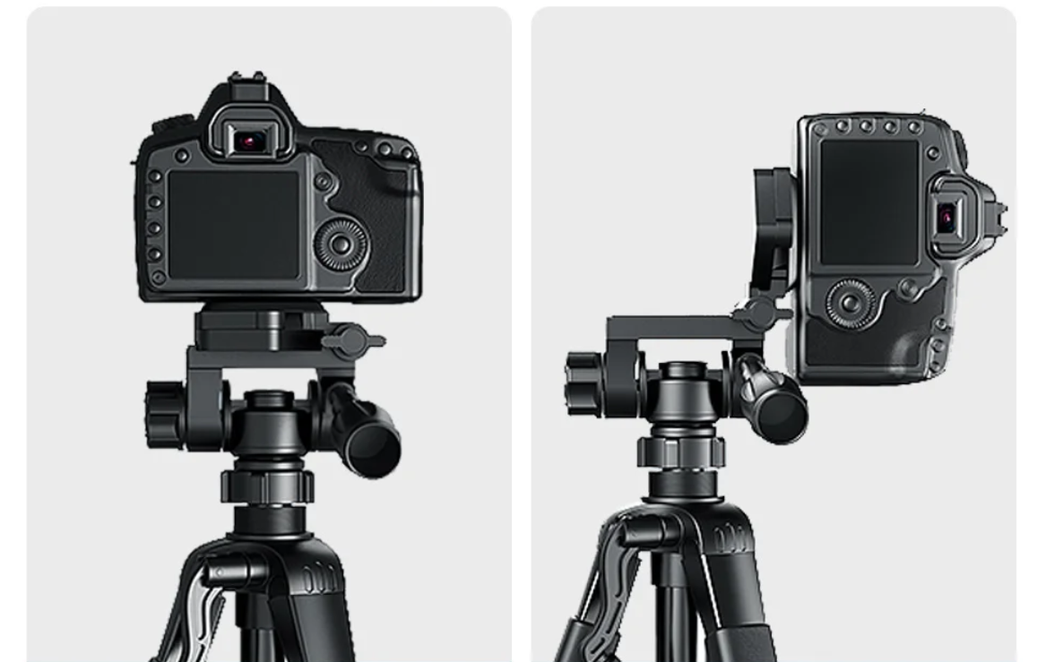 Telefoon en Camera Statief 140 cm – Aluminium Tripod met Pan Head en Quick Release Plaat, Verstelbaar en Lichtgewicht