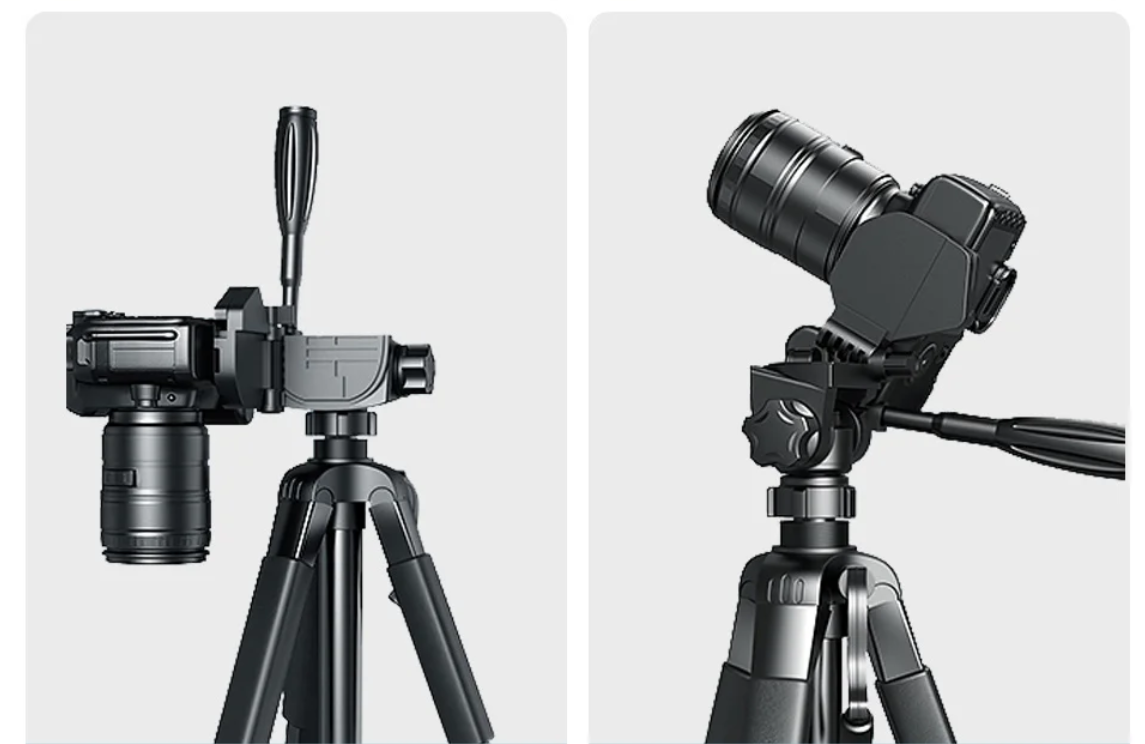Telefoon en Camera Statief 140 cm – Aluminium Tripod met Pan Head en Quick Release Plaat, Verstelbaar en Lichtgewicht