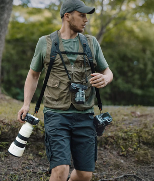 Professionele Camera Harnas – Dubbele Schouderband voor 3 Camera’s, Verstelbaar en Comfortabel