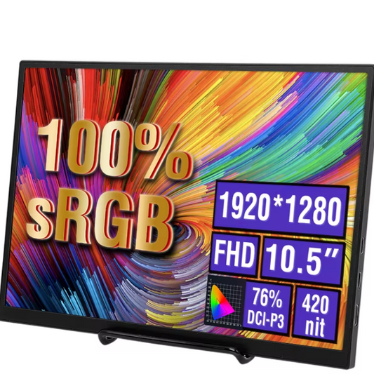 10.5 Inch Portable Monitor – 1920×1280 IPS Scherm met HDR, USB-C en HDMI, Lichtgewicht en Compact