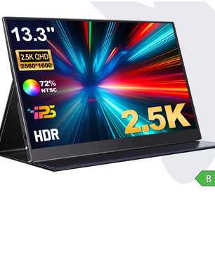 13.3 Inch Portable Monitor 2.5K – IPS Display met HDMI en USB-C, Gaming en Laptop Scherm