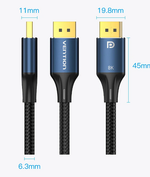 DisplayPort 1.4 Kabel 8K – DP naar DP Kabel met 4K 144Hz, 165Hz en HDR Ondersteuning