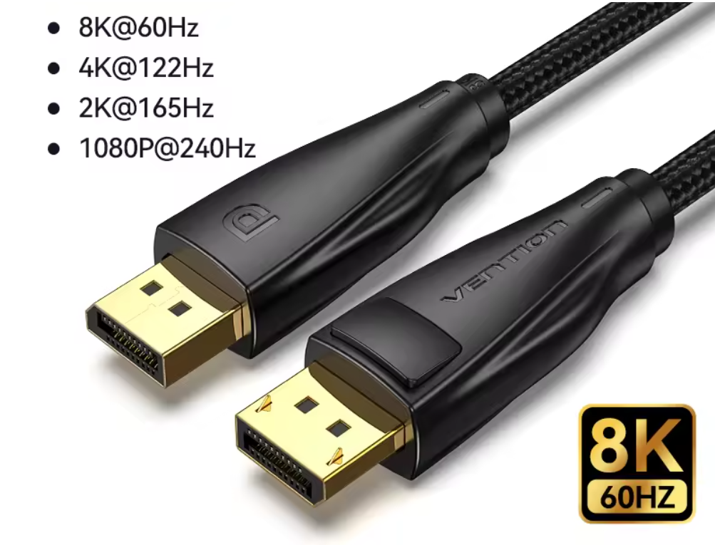 DisplayPort 1.4 Kabel 8K – DP naar DP Kabel met 4K 144Hz, 165Hz en HDR Ondersteuning