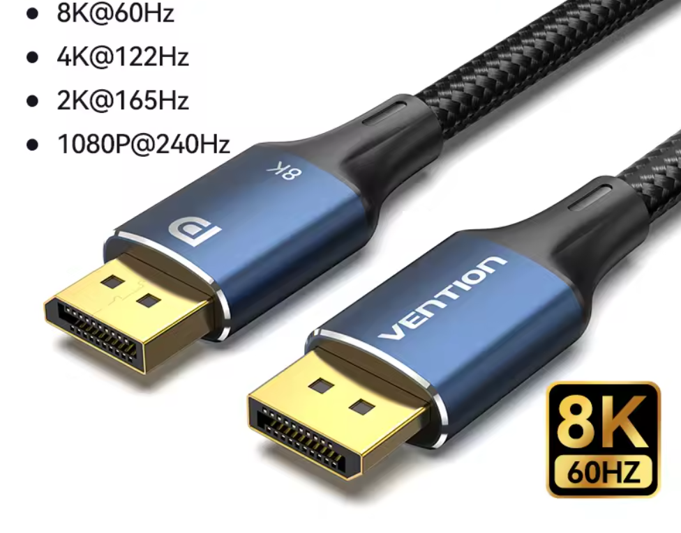 DisplayPort 1.4 Kabel 8K – DP naar DP Kabel met 4K 144Hz, 165Hz en HDR Ondersteuning