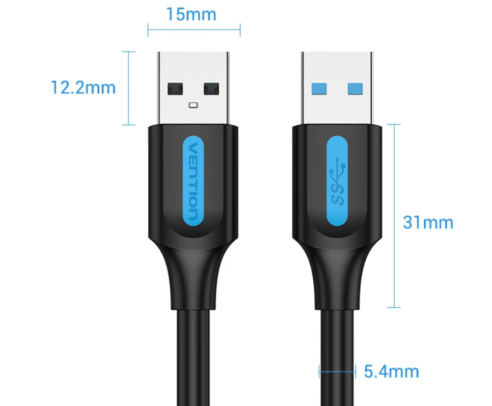 USB 3.0 Kabel Type A Male naar Male – High Speed 5Gbps Data Kabel voor PC, Laptop en Apparaten
