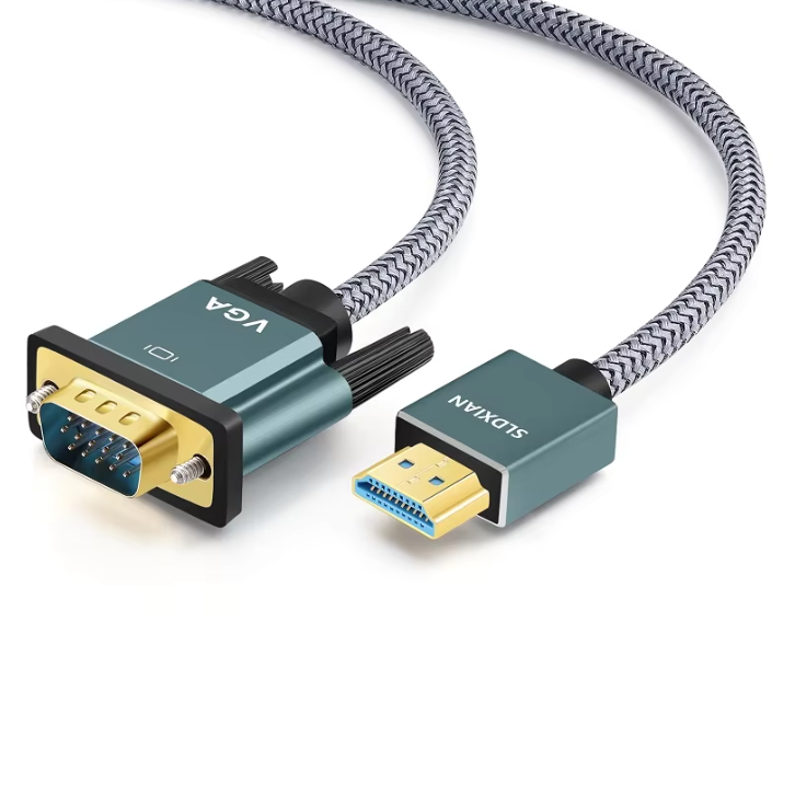 HDMI naar VGA Kabel – Adapterkabel met Aluminium Behuizing en Nylon Gevlochten Design