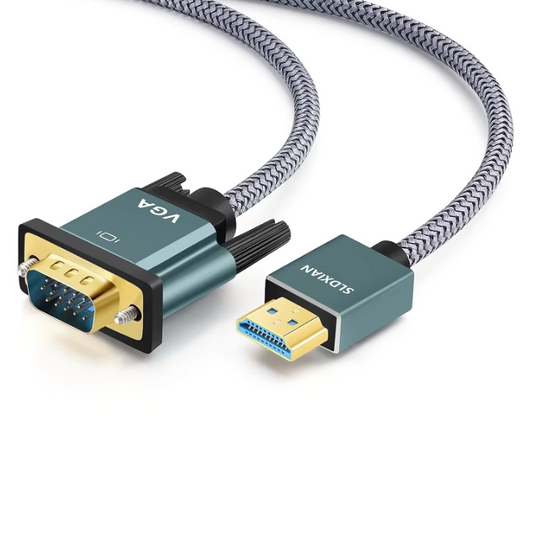 HDMI naar VGA Kabel – Adapterkabel met Aluminium Behuizing en Nylon Gevlochten Design