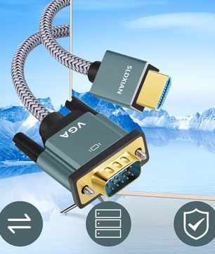 HDMI naar VGA Kabel – Adapterkabel met Aluminium Behuizing en Nylon Gevlochten Design
