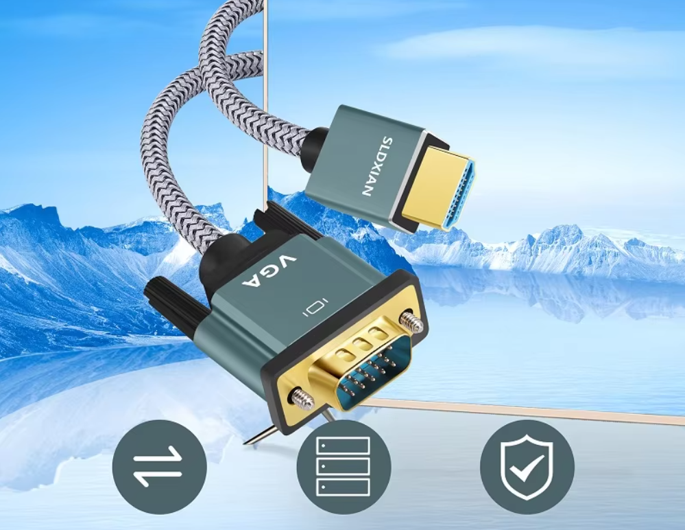 HDMI naar VGA Kabel – Adapterkabel met Aluminium Behuizing en Nylon Gevlochten Design