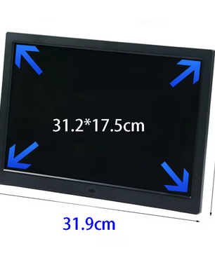 14 Inch Digitale Fotolijst – HD Scherm met USB en SD, Video, Muziek en Kalender