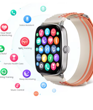 Smartwatch met AMOLED Display – Bluetooth Bellen, Sport en Gezondheid Tracker