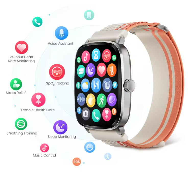 Smartwatch met AMOLED Display – Bluetooth Bellen, Sport en Gezondheid Tracker