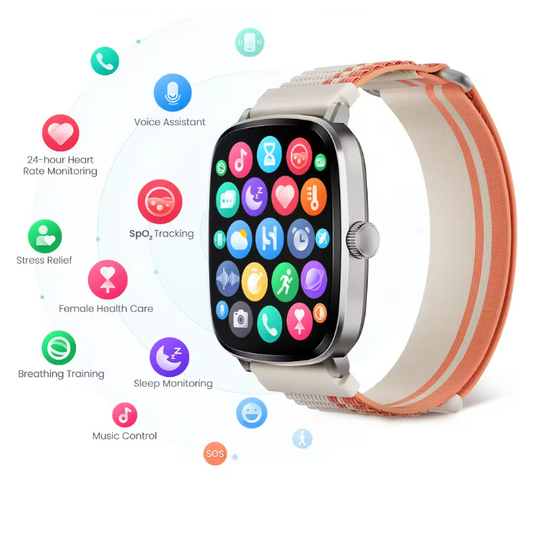 Smartwatch met AMOLED Display – Bluetooth Bellen, Sport en Gezondheid Tracker