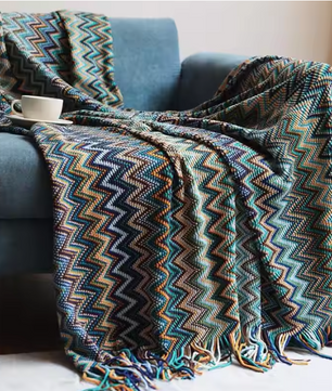 Gebreide Acryl Plaid met Kwastjes – Zachte Bohemian Deken voor Bank en Bed