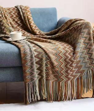 Gebreide Acryl Plaid met Kwastjes – Zachte Bohemian Deken voor Bank en Bed