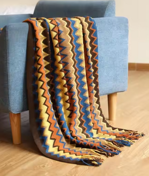 Gebreide Acryl Plaid met Kwastjes – Zachte Bohemian Deken voor Bank en Bed