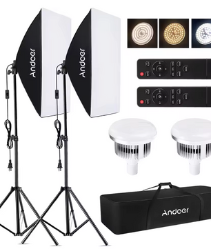 Fotografie Softbox Verlichtingsset – 3x LED Lampen met Boom Arm en Statieven