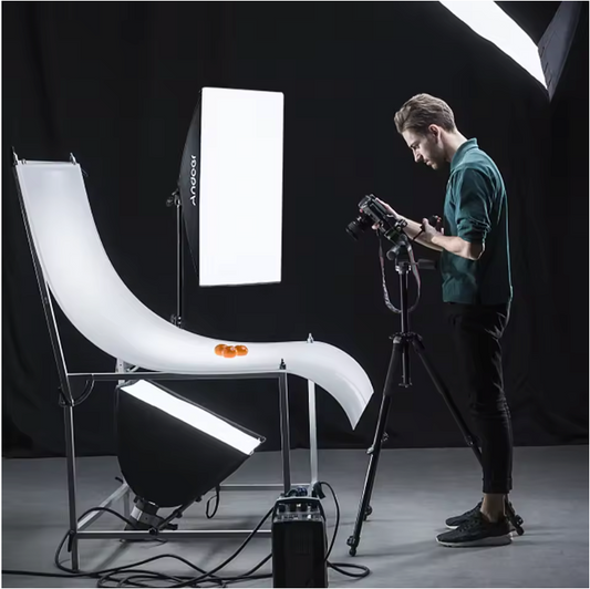 Fotografie Softbox Verlichtingsset – 3x LED Lampen met Boom Arm en Statieven