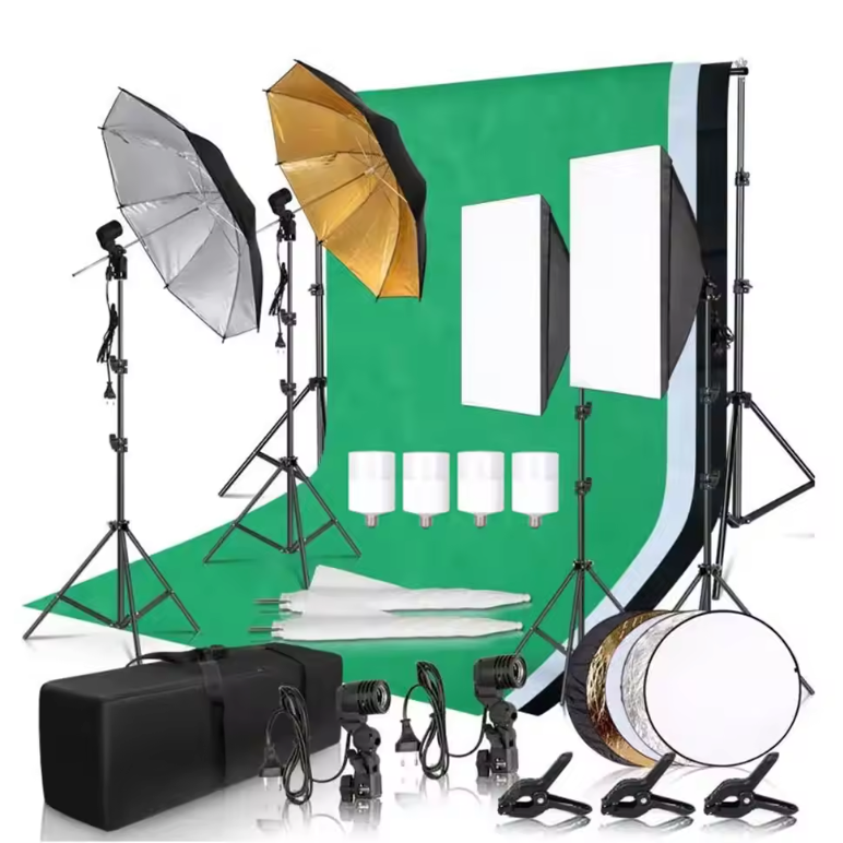 Complete Fotostudio Set – Softbox, Achtergrond Systeem en Verlichting Kit