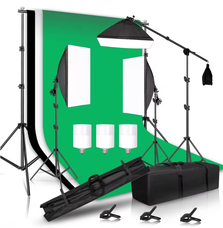 Complete Fotostudio Set – Softbox, Achtergrond Systeem en Verlichting Kit
