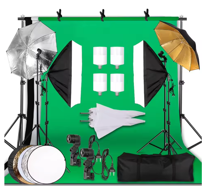 Complete Fotostudio Set – Softbox, Achtergrond Systeem en Verlichting Kit