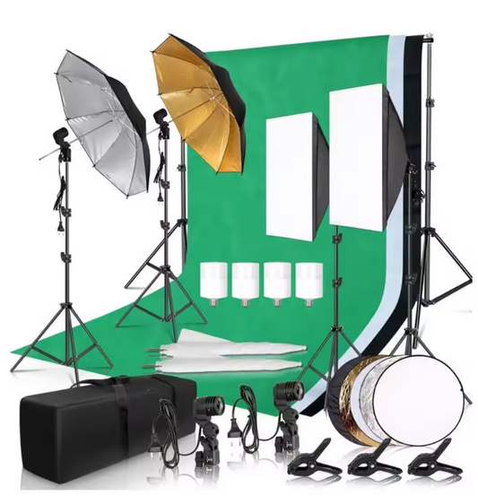 Complete Fotostudio Set – Softbox, Achtergrond Systeem en Verlichting Kit