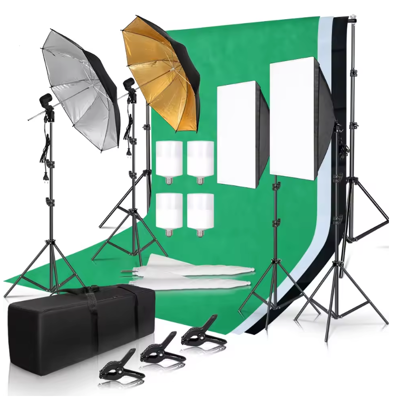 Complete Fotostudio Set – Softbox, Achtergrond Systeem en Verlichting Kit